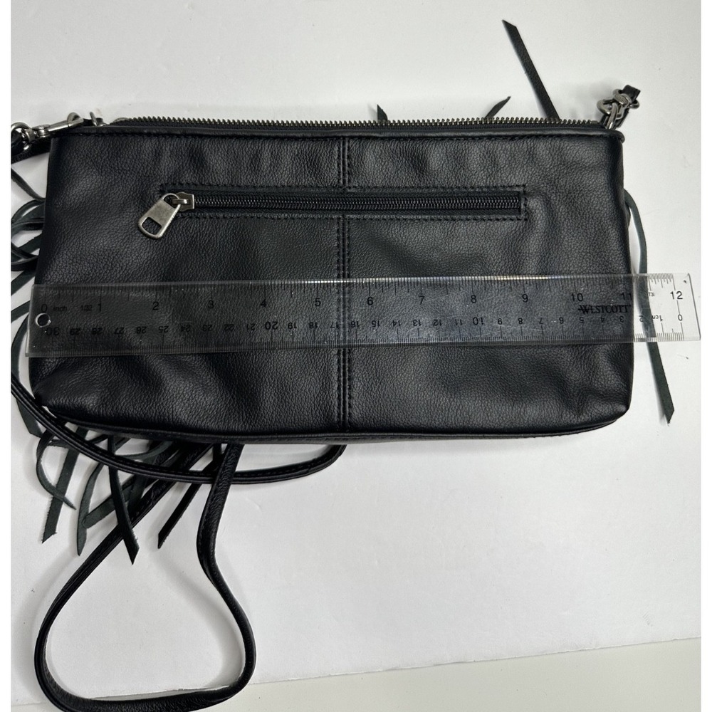 The Sak Filmore Purse Fringe Woven Black Leather Crossbody Clutch - Picture 15 of 16